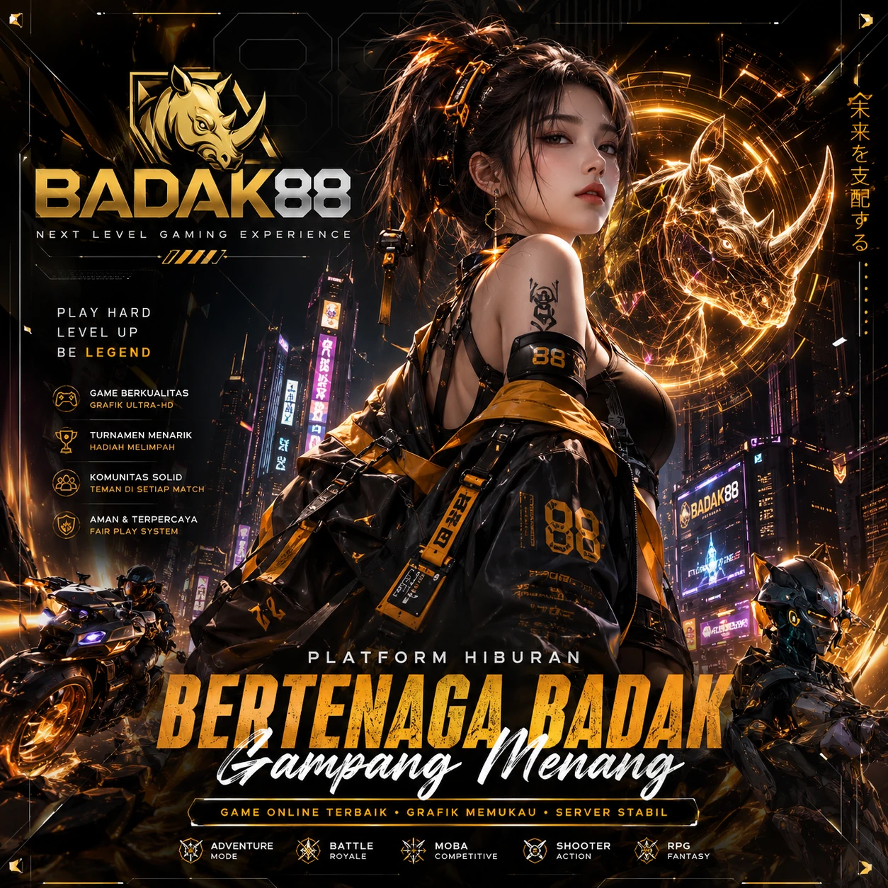 Thumbnail 1 of 3, Poster, BADAK88 – Platform Hiburan Bertenaga Badak Gampang Menang dan Terpercaya dengan Jackpot 88x designed and sold by BADAK88.